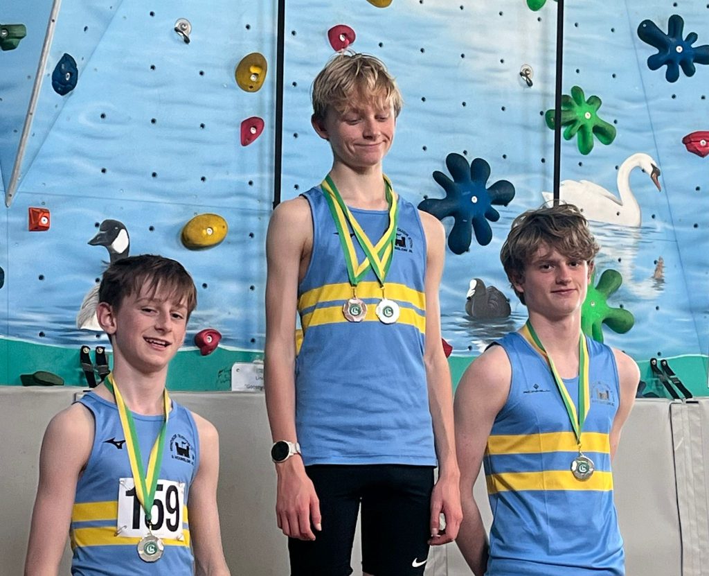 William Fay, Ted Bainbridge and Leon Bleach U15 Boys silver medallists.