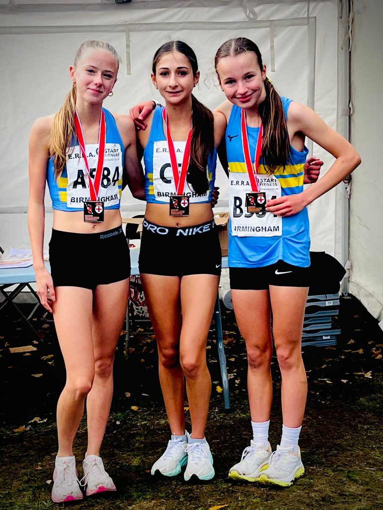 Zoe Allan, Kara Gorman and Kaiya Mccrabbe bronze medallists U15 Girls National Road Relays 2025